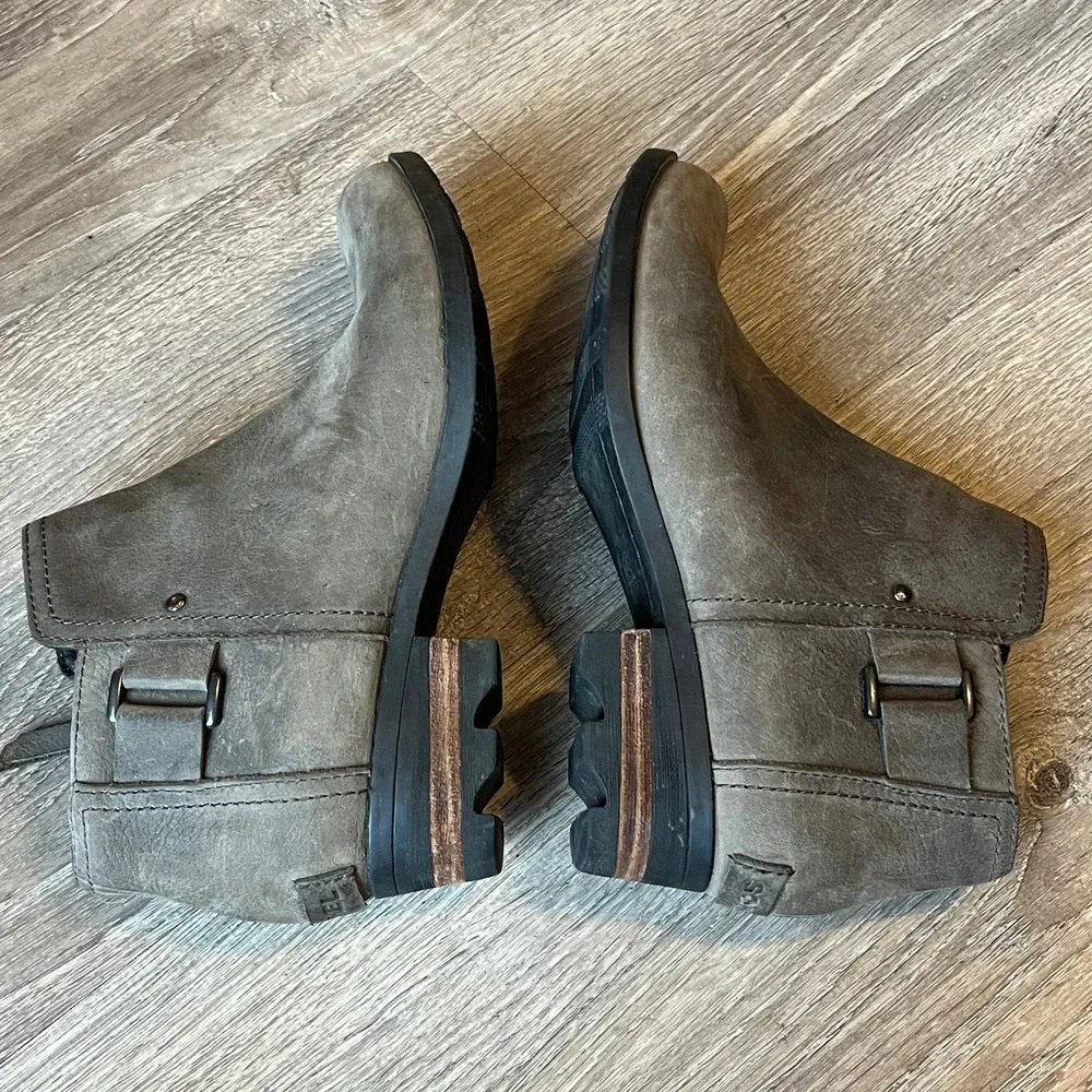 Sorel Lolla Ankle Boots Gray Leather Womens 7.5 UK 5.5 EU 38.5‎